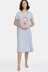Zivame Harry Potter Knit Cotton Mid length Nightdress - Grey Melange — thumbnail 1